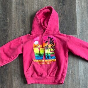 Kids Hoodie Sweatshirt Venice Beach neon.  Kids size medium. Red.